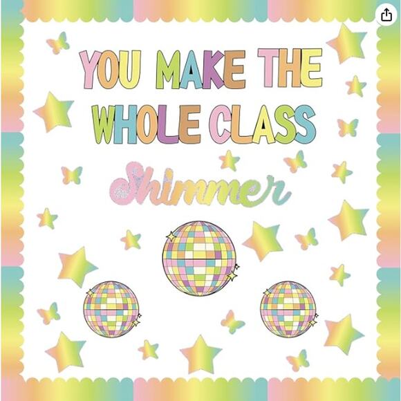 Brand New- Two (2) Packs Teacher Bulletin Board Set- Disco Ball & Sunflower - Picture 1 of 5